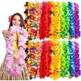 thumbnail image 1 of 120 Count Hawaiian Lei Bulk, Tropical Luau Hawaii Theme Silk Flower Necklace, Party Favors for Beach Holiday Wedding Birthday Party, Aloha Summer Party Decorations 120, 1 of 4