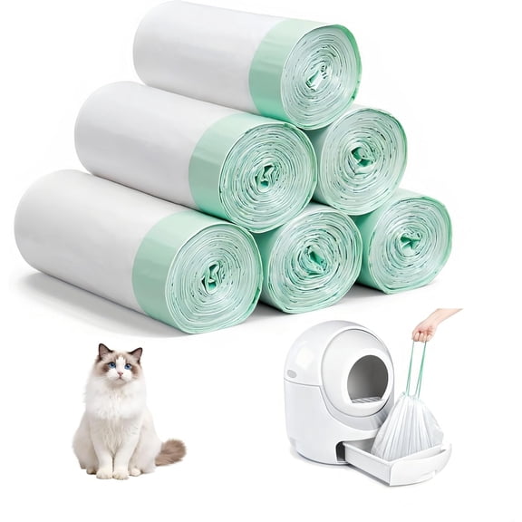 120 Count Litter Box Liners Compatible with Litter Robot 3 & 4, Litter Liners for Automatic Litter Box, Extra Thick Heavy Duty Bags with Drawstrings, 25.2" x 15.7" (10-12 Gallons)