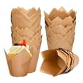 thumbnail image 1 of 120 Counts Natural Tulip Cupcake Liners for Baking Cups, Parchment Paper Muffin Liners _wm25, 1 of 7