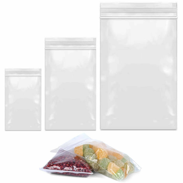 120 Ct Clear Poly Bags Reclosable Top Zip Seal Baggies Plastic