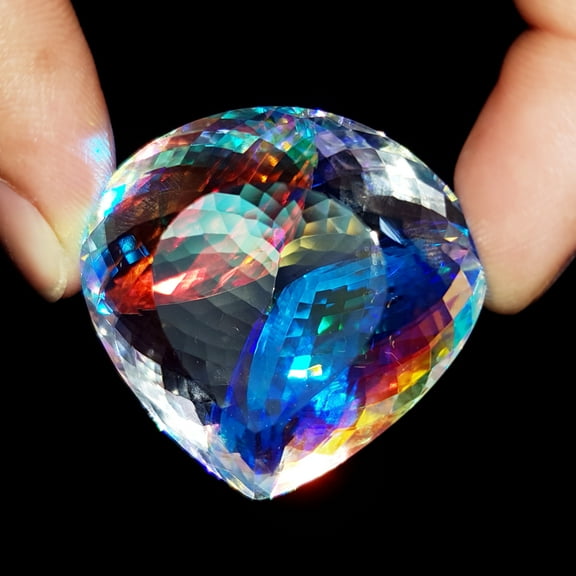 120 Ct Synthetic lab-Created Mystic Opal Heart Shape Lab Grown Pendent Size Multi-Color Mystic Opal Loose Gemstone