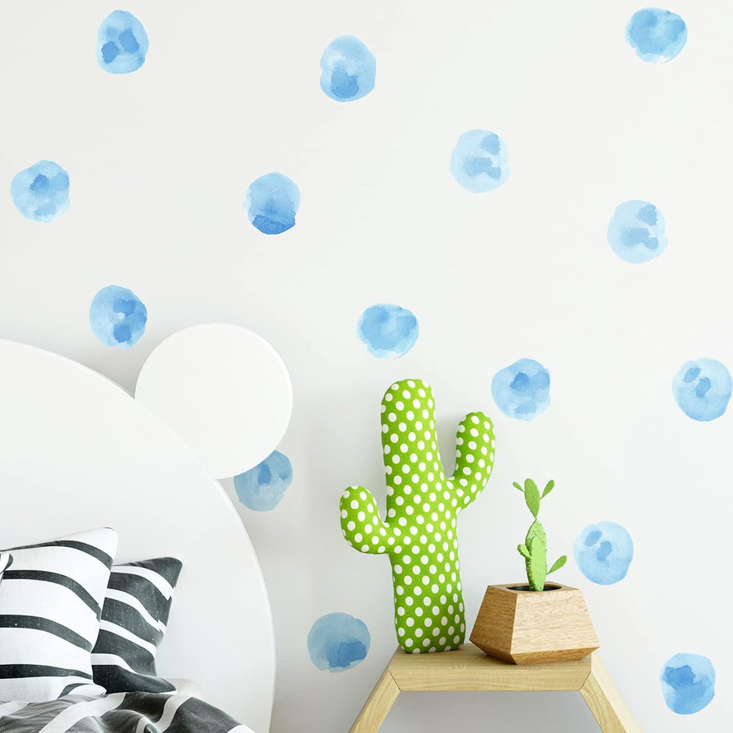 120 Decals 2.2'' Sky Blue Watercolor Polka Dots Wall Decals Stickers ...