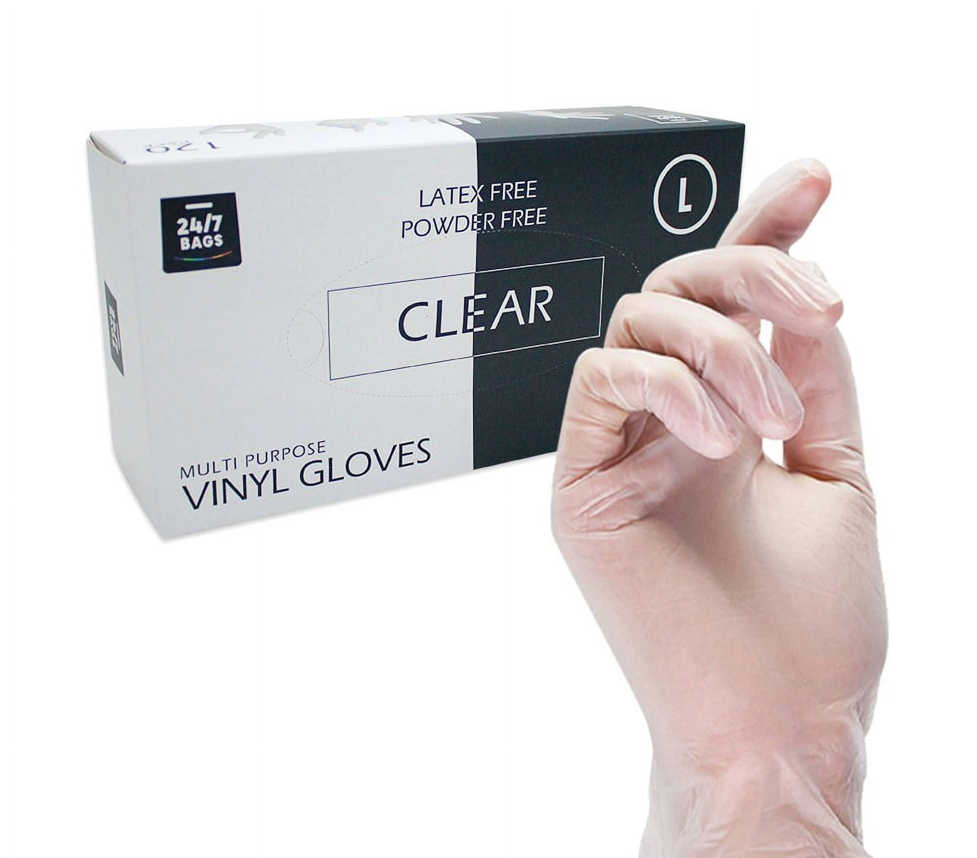 120 Disposable Clear Vinyl Large Gloves, BPAFree, Latex Free, Powder