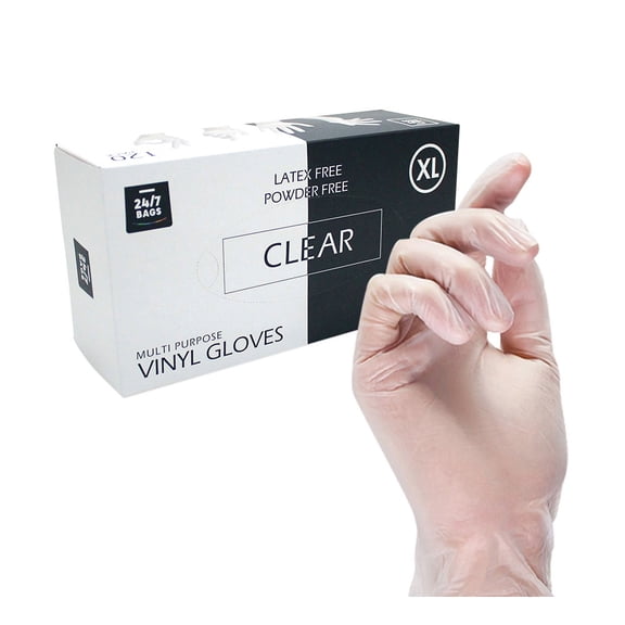 120 Disposable Clear Vinyl X-Large Gloves, BPA-Free, Latex Free, Powder Free, Non Sterile