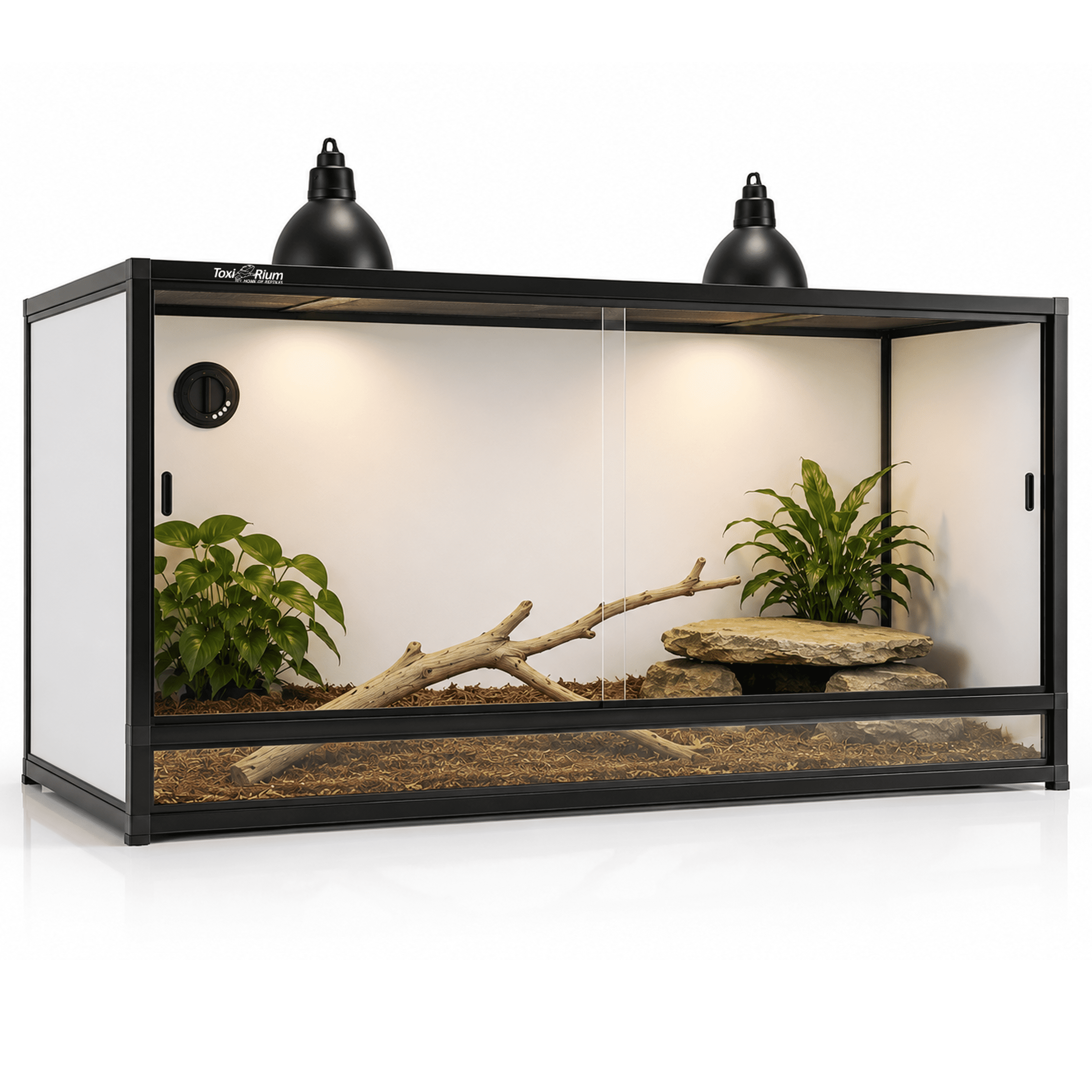 Toxirium 48x24x24 inch PVC Reptile Enclosure, 120 Gallon Habitat with Sliding Glass Doors for Bearded Dragons, Lizards and Snakes