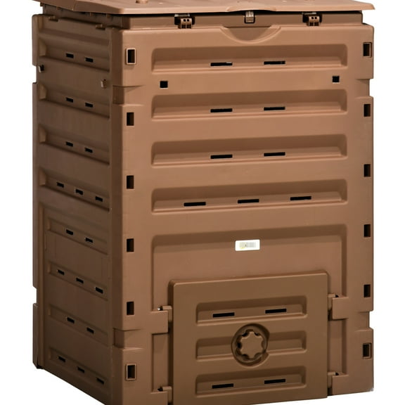 120 Gallon Compost Bin - , 80 Vents & 2 Sliding Doors For Speedy Soil Nutrient Enhancement Performance Result, Lightweight , Brown 450l By Addition,