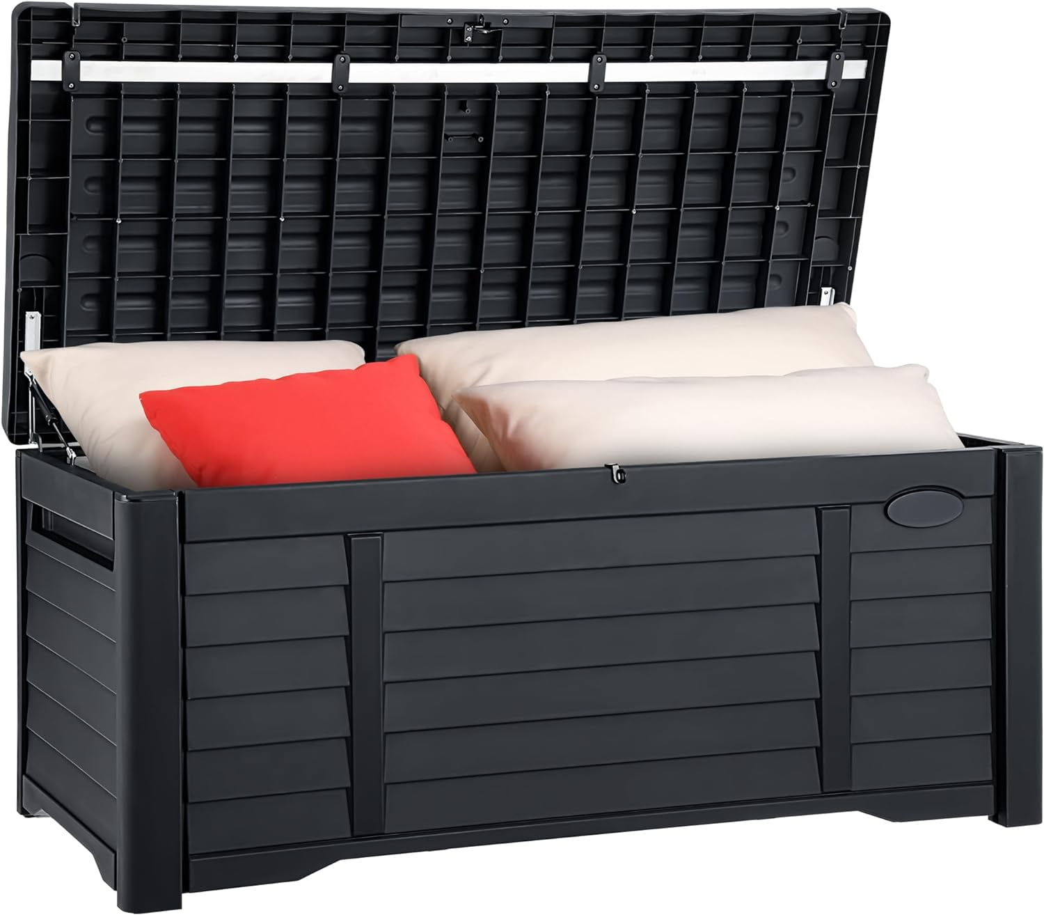 120 Gallon Large Outdoor Storage Deck Box with Cushion, Waterproof ...