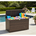 thumbnail image 1 of 120 Gallon Outdoor Storage Box, Large Wicker Deck Box, Waterproof& Weatherproof, UV-resistant Patio Organizer, Brown, 1 of 6