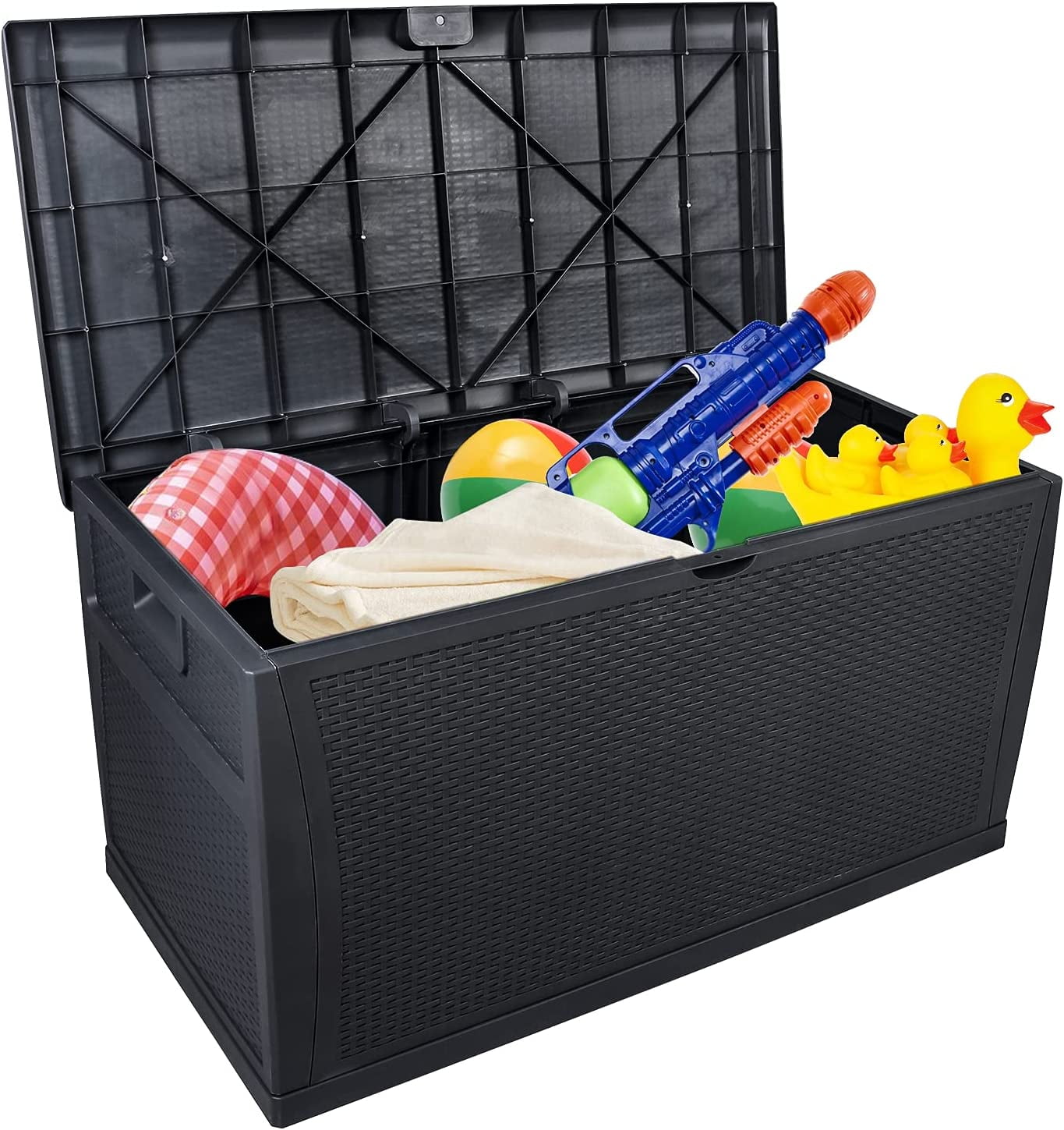 120 Gallon Outdoor Storage Deck Box Resin Container Weatherproof Box