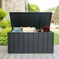 thumbnail image 1 of 120 Gallon Outdoor Storage Deck Box Waterproof, Large Patio Storage Bin for Outside Cushions, Throw Pillows, Garden Tools, Lockable (Dark Gray), 1 of 7