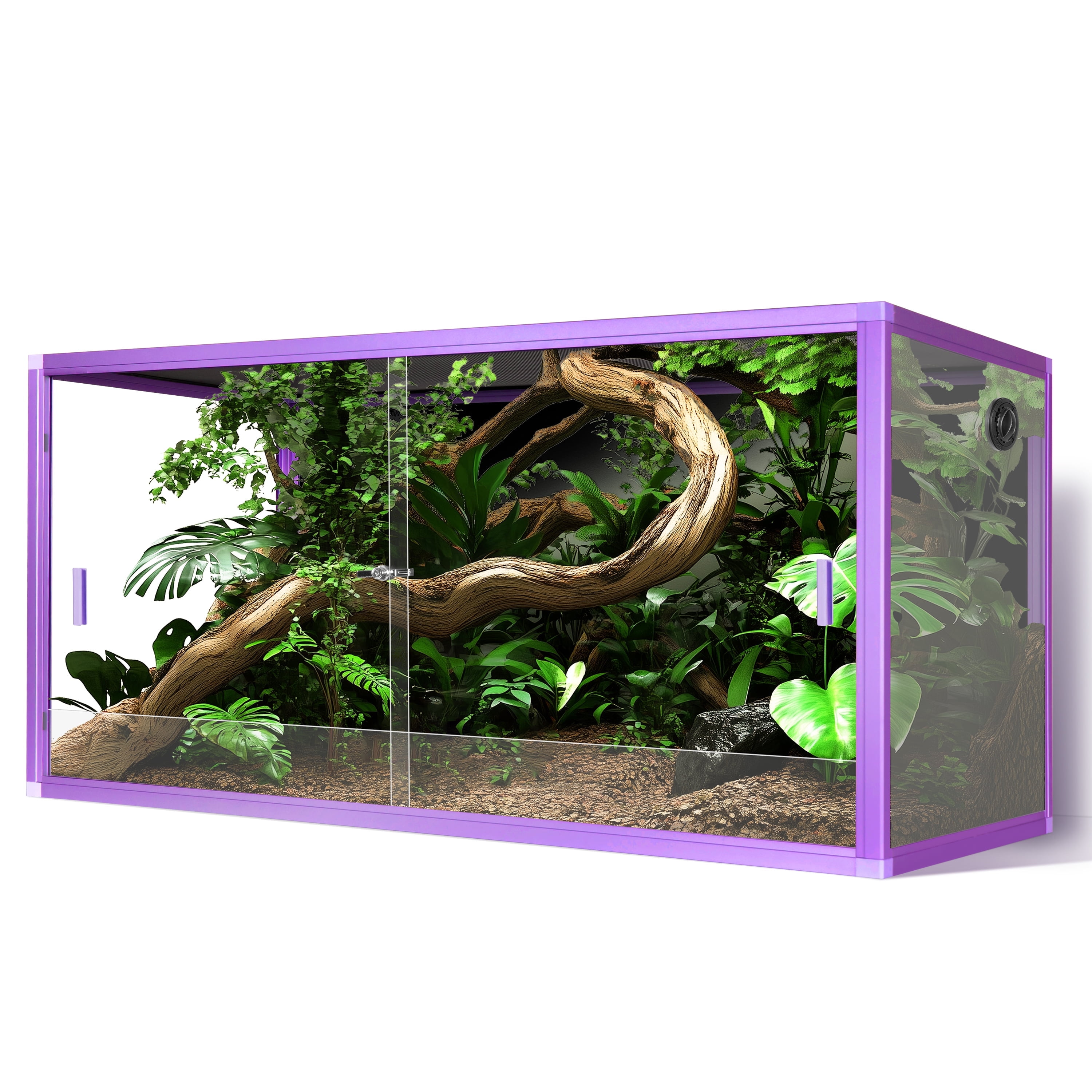 120 Gallon Reptile Terrarium, 4x2x2 ft Light Weight Reptile Enclosure, Colored Reptiles Tank with Tempered Glass Door