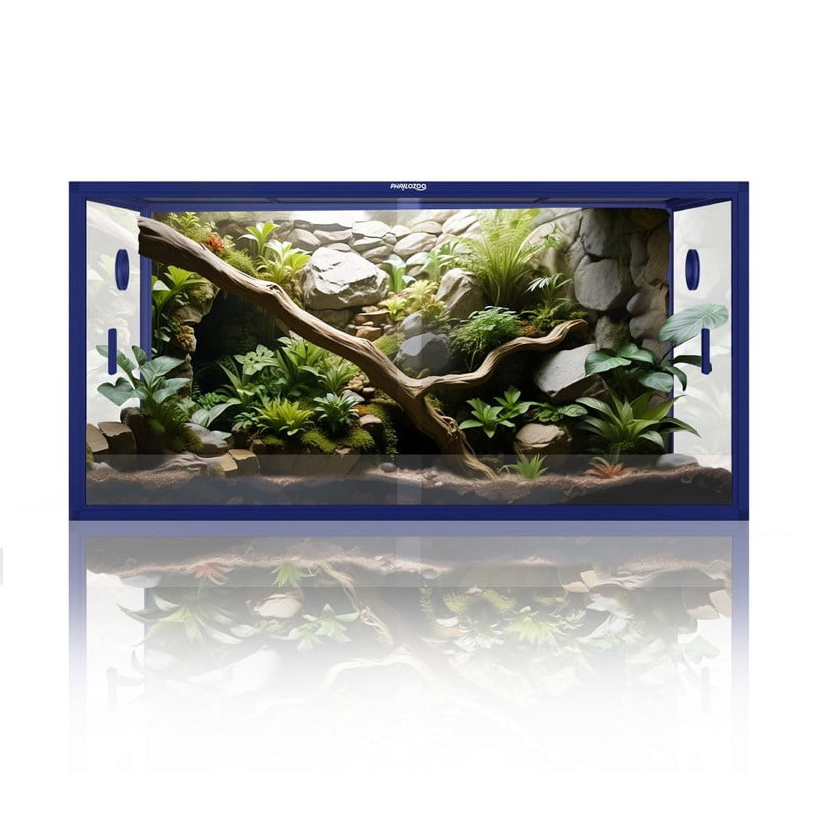 Phailozoo 120-Gallon Reptile Terrarium, Front Opening Enclosure with Top Screen Ventilation, 4x2x2