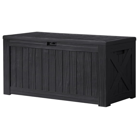 120 Gallon Resin Outdoor Storage Box Waterproof for Patio, Large Outdoor Storage Lockable for Outside (Black)