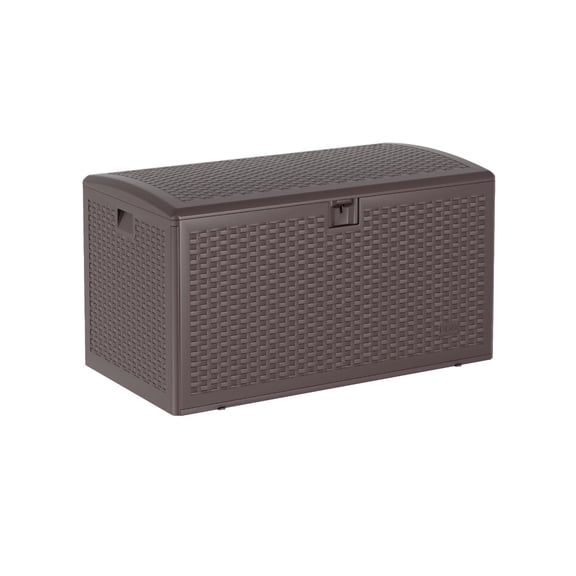 120 Gallon Waterproof Large Resin Deck Box Indoor Outdoor, Lockable Storage Container for Patio Furniture Cushions, Throw Pillows, Garden Tools, and Pool Floats, Brown