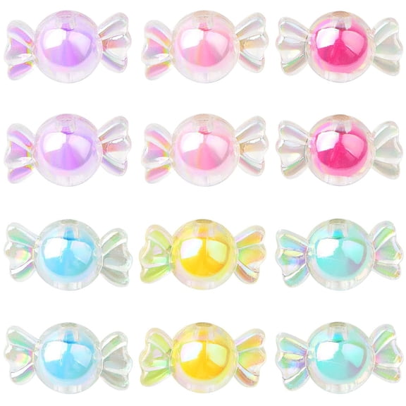 120 Gram Acrylic Candy Bow Beads Mixed Colors Cute Candy Shape Beads Shiny Kawaii Charm Beads Embellishments for DIY Hairband Bracelets Necklaces Jewelry Making, (About 90pcs)
