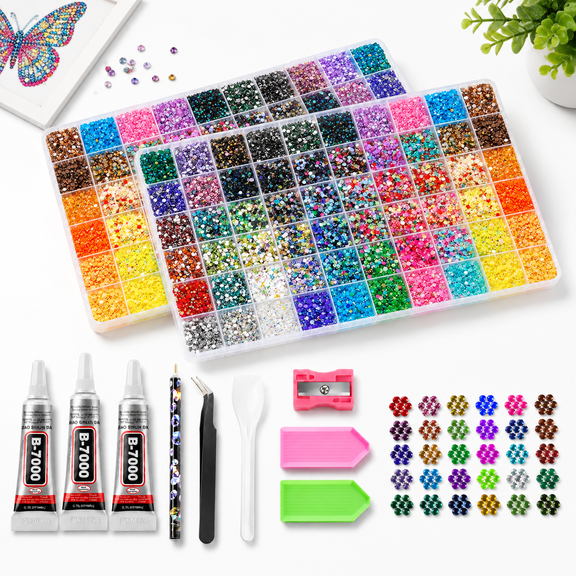 120 Grids 60 Color 3mm Flatback Rhinestone Bedazzling DIY Craft Kit