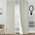thumbnail image 1 of 120 Inch Curtains 2 Panel Set,Blackout Pleated Hooks Faux Linen Black Out Extra Long Curtains for Living Room,52 Wide by 120 in Length,Off Pearl White, 1 of 16