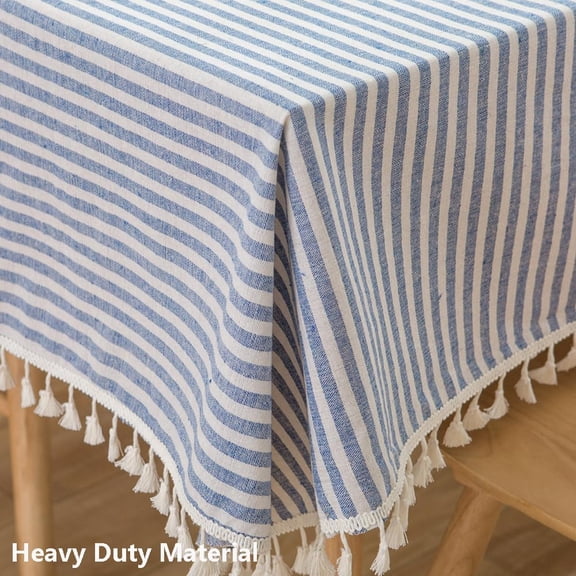 120 Inch Extra Long Tablecloth Blue and White Striped Tablecloths Washable Table Cloths for 8 Foot Rectangle Tables (Blue,120"x55",Rectangular)
