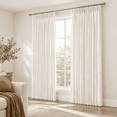 120 Inch Length Semi Sheer Thick Linen Pleat Curtabeige White 50w ...