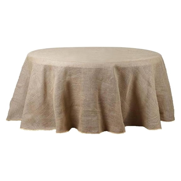 120-Inch Natural Brown Burlap Jute Rustic Round Tablecloth Country Chic Wedding Party Dining Room Home Table Linens