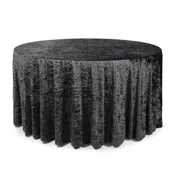 YOUR CHAIR COVERS - 120 Inch Round Crushed Velvet Tablecloth for Weddings, Quinceanera, Events or Baby Shower - Black