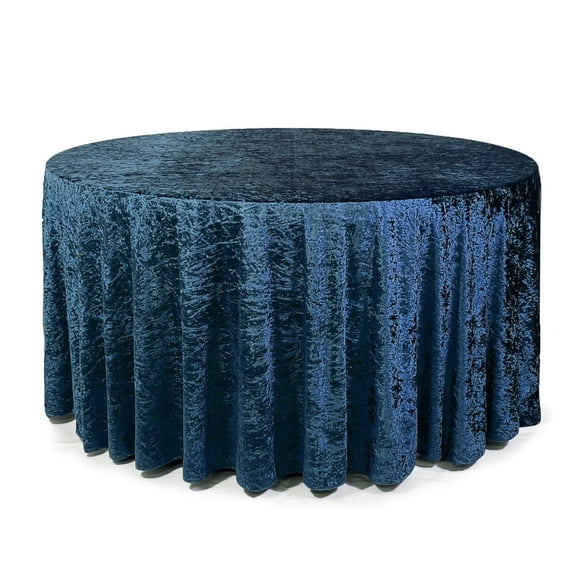 YOUR CHAIR COVERS - 120 Inch Round Crushed Velvet Tablecloth - Terracotta for Weddings, Quinceanera, Events or Baby Shower - Navy Blue