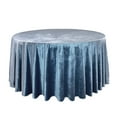 thumbnail image 1 of 120 Inch Round Velvet Tablecloth - Dusty Blue, Wedding Linen Tablecloth, 1 of 5