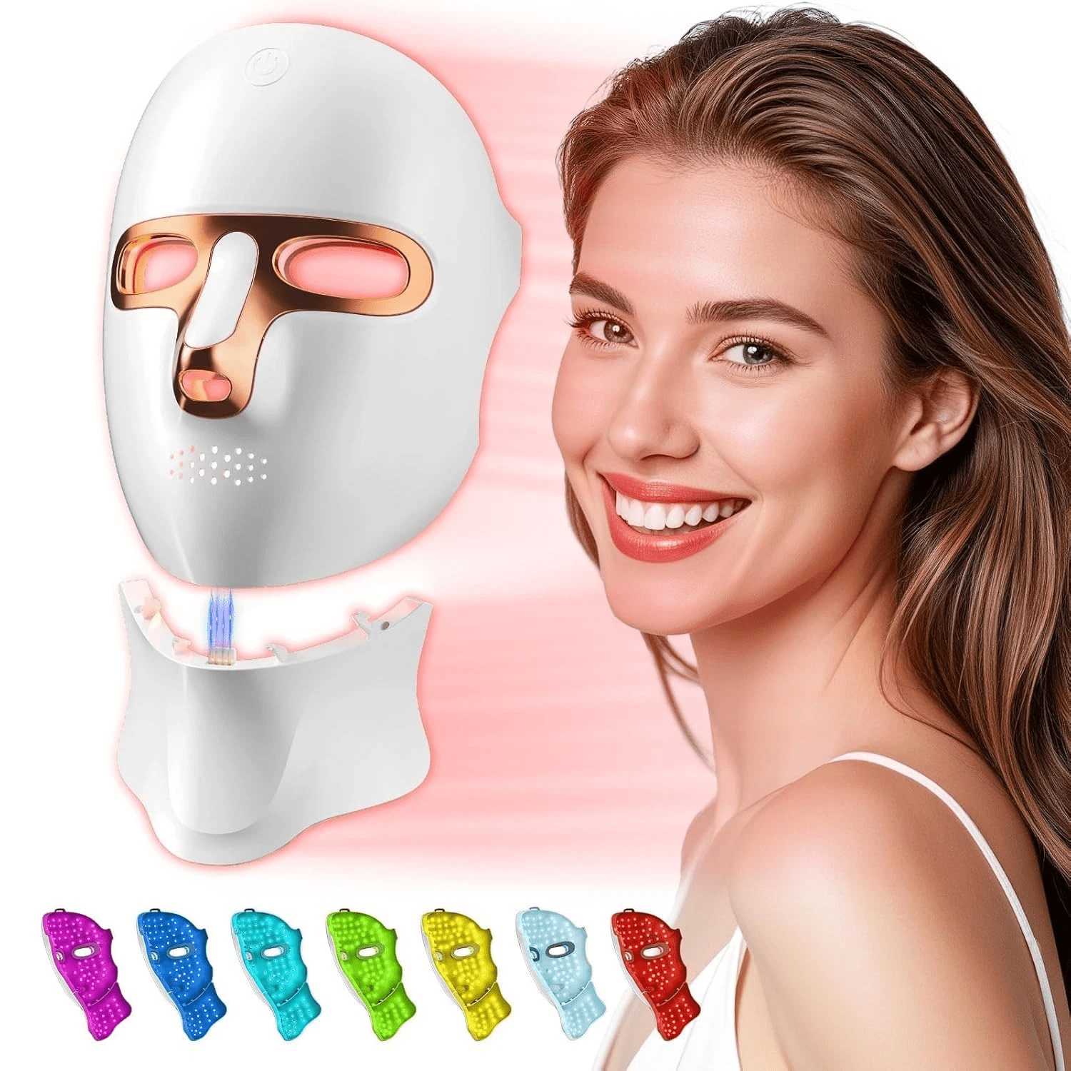 120 LED Red Light Therapy Mask for Face & Neck, 8 Modes, USB-C Rechargeable