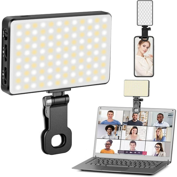 GKEAPZA Selfie Light, 120 LED Video Lighting for Filming Live Streaming Fill Light for Streaming, Selfies & Remote Work,Clip On Adjustable Selfie Light, 10 Levels Brightness,Black