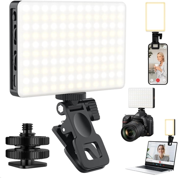 120 LED Selfie Light for iPhone, Portable Phone Light with Clip & Camera Tripod Adapter - 5000mAh Rechargeable, 3 Lighting Modes, CRI 97+ for Video Recording, TikTok, Tripod Mount Rings