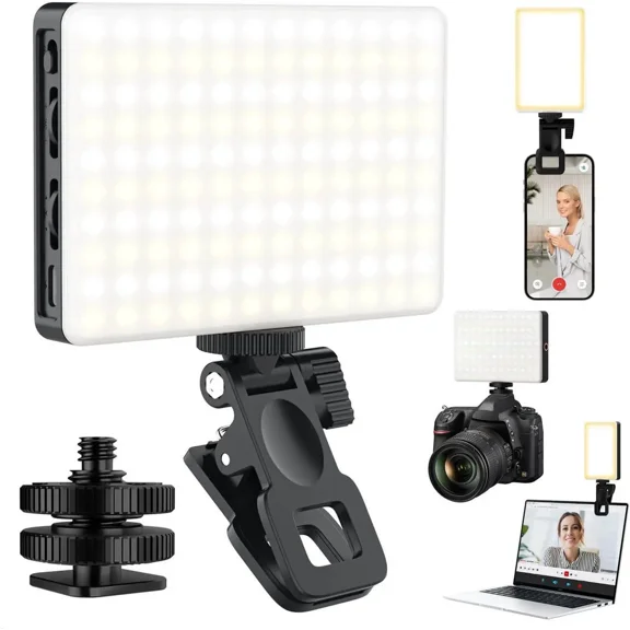 120 LED Selfie Light for iPhone, Portable Phone Light with Clip & Camera Tripod Adapter - 8000mAh Rechargeable, 3 Lighting Modes, CRI 97+ for Video Recording, TikTok, Vlogging, Laptop, Makeup