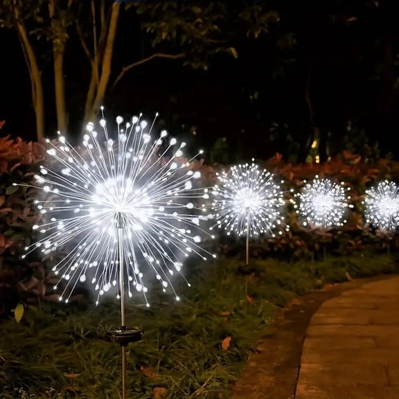 120 LED Solar Fireworks Lights, Starburst Fairy Lights with 8 Lighting Modes, IP4X, Solar Powered Pathway Lights for Patio, Yard, Christmas Holiday Decor, Plastic & Copper Material, No Feather