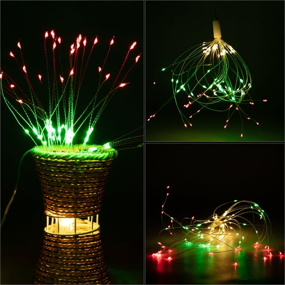 120 LED Starburst Firework Lights, Led String Light 8 Modes Dimmable with Remote Control, Decorative Wire Lights for Christmas