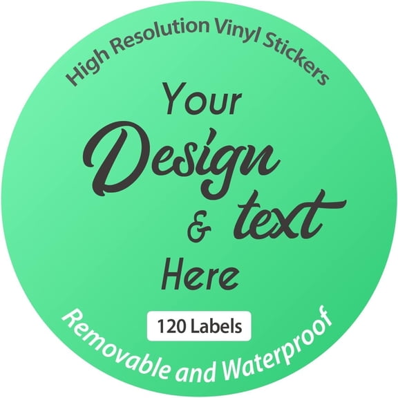 120 Labels Personalized and Custom Design Vinyl Stickers Removable Waterproof UV Resistant Any Shape and Size with Your Logo Text Image