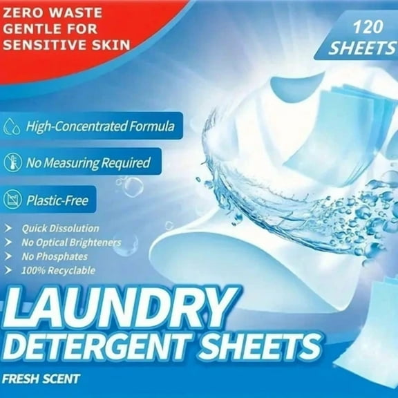 120 Laundry Detergent Bubble Sheets Unscented Natural Fragrance Upto 120 Loads