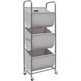 thumbnail image 1 of 120 Liters Vertical Rolling Laundry Hamper, 3 Section Laundry Sorter with Wheels and 2 Breaks, 3-tier Laundry Baskets for Small Space, Dorm, Laundry Room, Closet, Bathroom, Gray 3-tier, 1 of 5