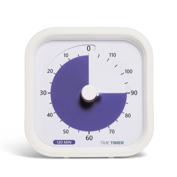 120 Minute MOD Education Edition Visual Timer with Desktop Software for Kids Classroom Learning, Testing Timer, Study Tool and Office Mengs with Silent Operation (White - 120min)