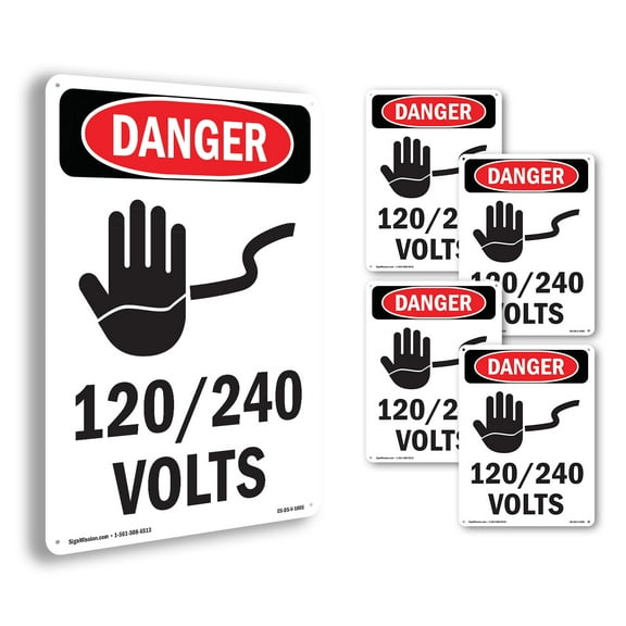 120 OSHA Danger Aluminum Sign 14 Inch x 10 Inch - 5 Pack