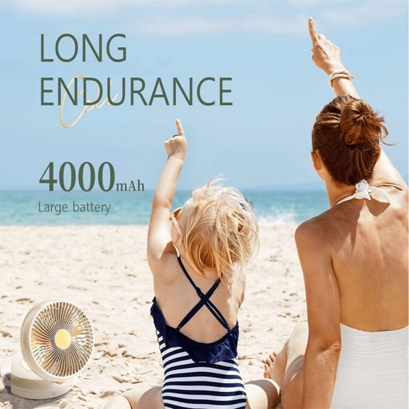 120° Oscillating & 90° Foldable Table Fan - 4 Speeds, 4000mAh Rechargeable, Night Light & Magnetic Remote