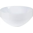 thumbnail image 1 of (120 PACK) EcoQuality 16 oz White Plastic Round Bowls with Silver Rim - Disposable Plastic Soup Bowls, Heavy Duty Plastic Salad Bowls, Dessert Bowl for Baby Showers, Weddings, Birthday Party, 1 of 3