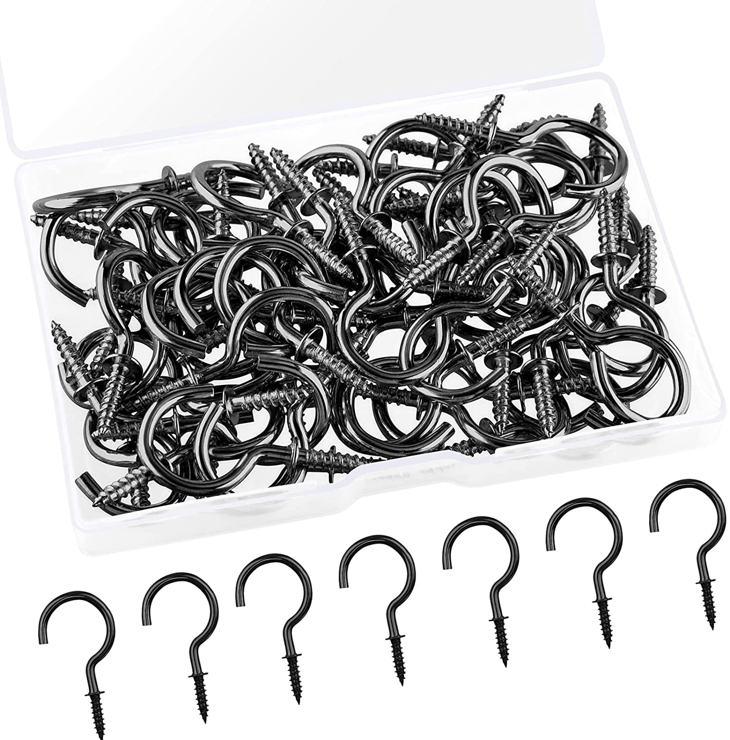 120 PCS 1 Inch Metal Ceiling Hooks Nickel Plated Hook Holder Screwin