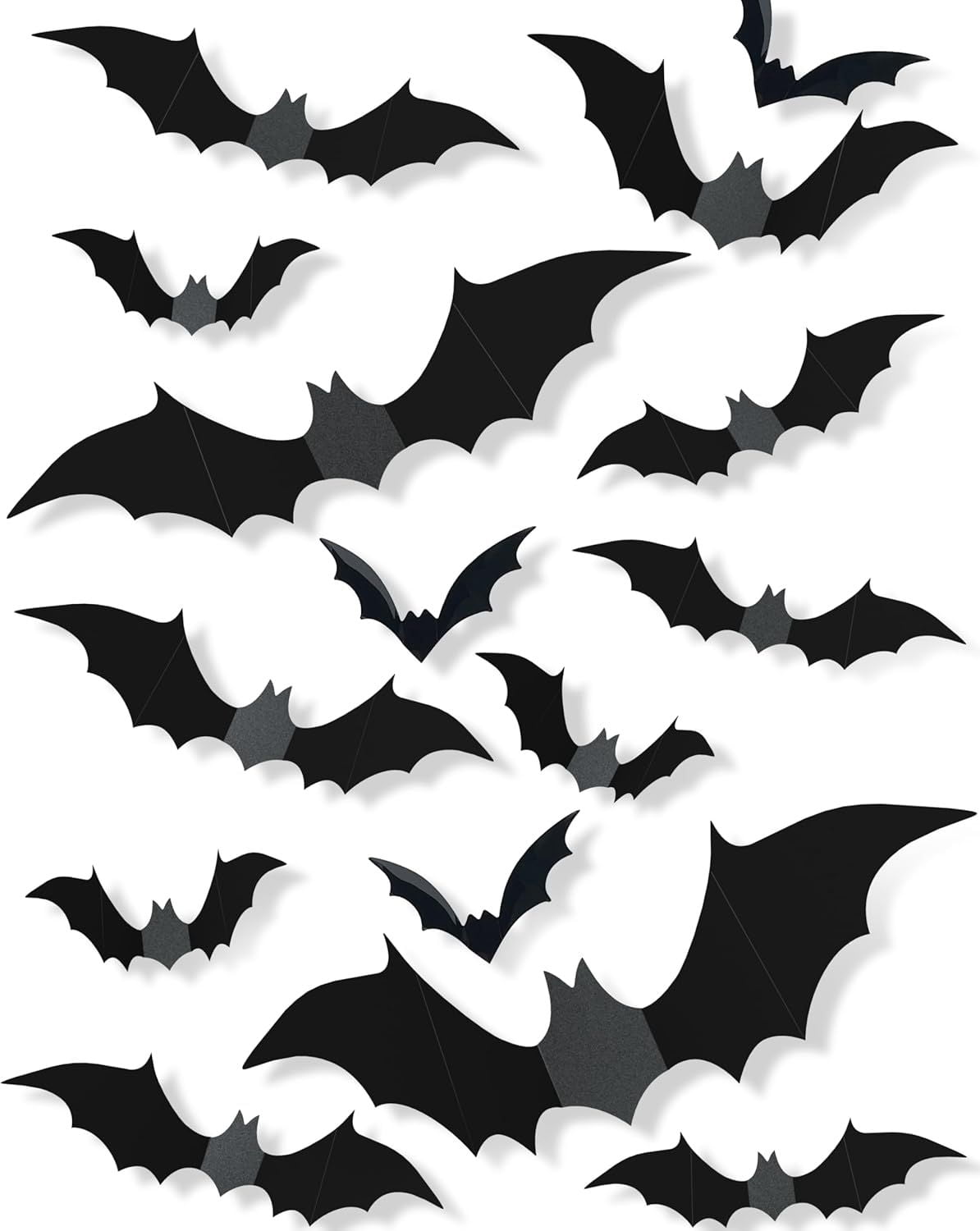 120 PCS 3D Halloween Bat Decorations, 5 Sizes PVC Wall Stickers with Double Sided Adhesive, Waterproof Spooky Bat Decals for Indoor Outdoor Halloween Party Window Door Wall Decor
