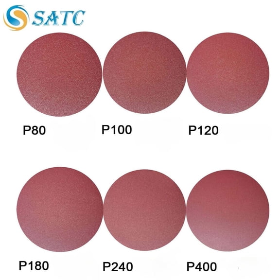 SATC 120Pcs 8" PSA Sanding Discs Self Adhesive Sticky Back Sandpaper 80-400 Grit for Polishing