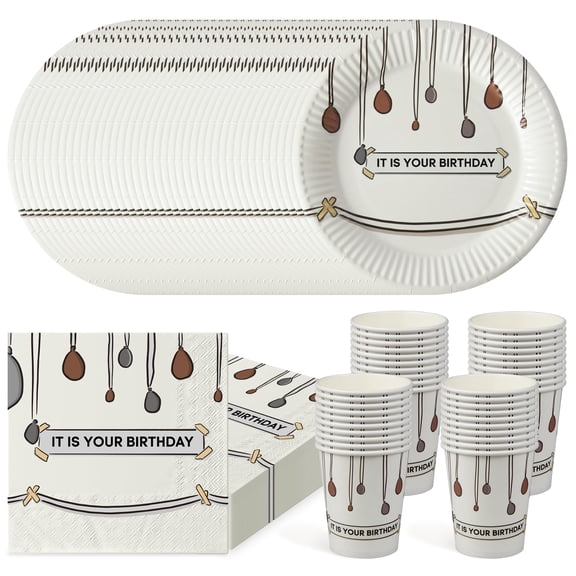 120 PCS It Is Your Birthday Disposable Birthday Supplies Set, The Office Merchandise Decoration Paper Cups, Plates and Napkins for The Office TV Show Fans Family, Friends and Coworkers Y101