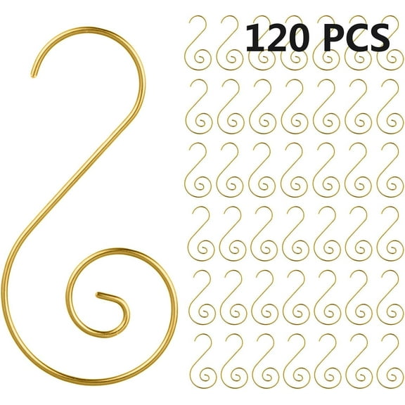 120 PCS Christmas Ornament Hooks - 2" Long Christmas Tree Decorating Metal Wire S-Shape Spiral Christmas Holiday Ornament Hanger Hooks for Hanging Decorations