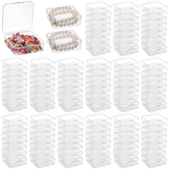 120 PCS Clear Plastic Bead Storage Containers, 331 in Small Square Organizer Boxes with Hinged Lids, Mini Storage Cases for Jewelry, Crafts, Parts, Small Household Items$$Art & Craft
