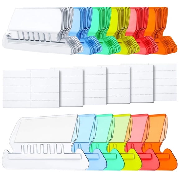 120 PCS File Folder Tabs,3.1 Inch Hanging File Folder Tabs and Inserts,Plastic Hanging File Tabs,Multicolor Folder Classification Labels,Office File Organize Folder Label