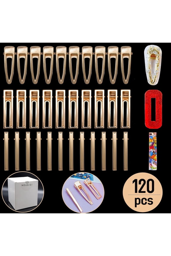 120 PCS Gold Metal Hair Clips - Smooth Alligator Clips for Hair, Duck Bill Design for Secure Hold - Ideal for Styling, Makeup, and Sports - DIY Craft Accessories for Hair Decorations