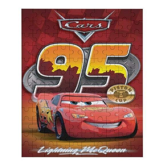 120 PCS Jigsaw Puzzle Lightning McQueen Wooden Puzzle Challenging Game Fun Artwork For Family Friends Gifts
