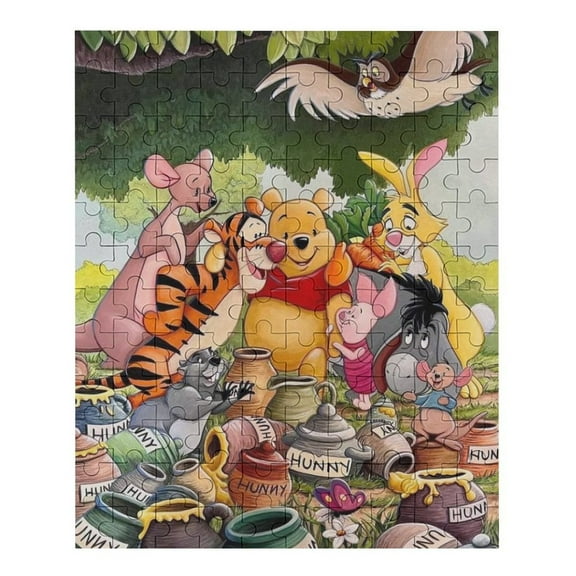 120 PCS Jigsaw Puzzle Winnie The Pooh Wooden Puzzle Challenging Game Fun Artwork For Family Friends Gifts